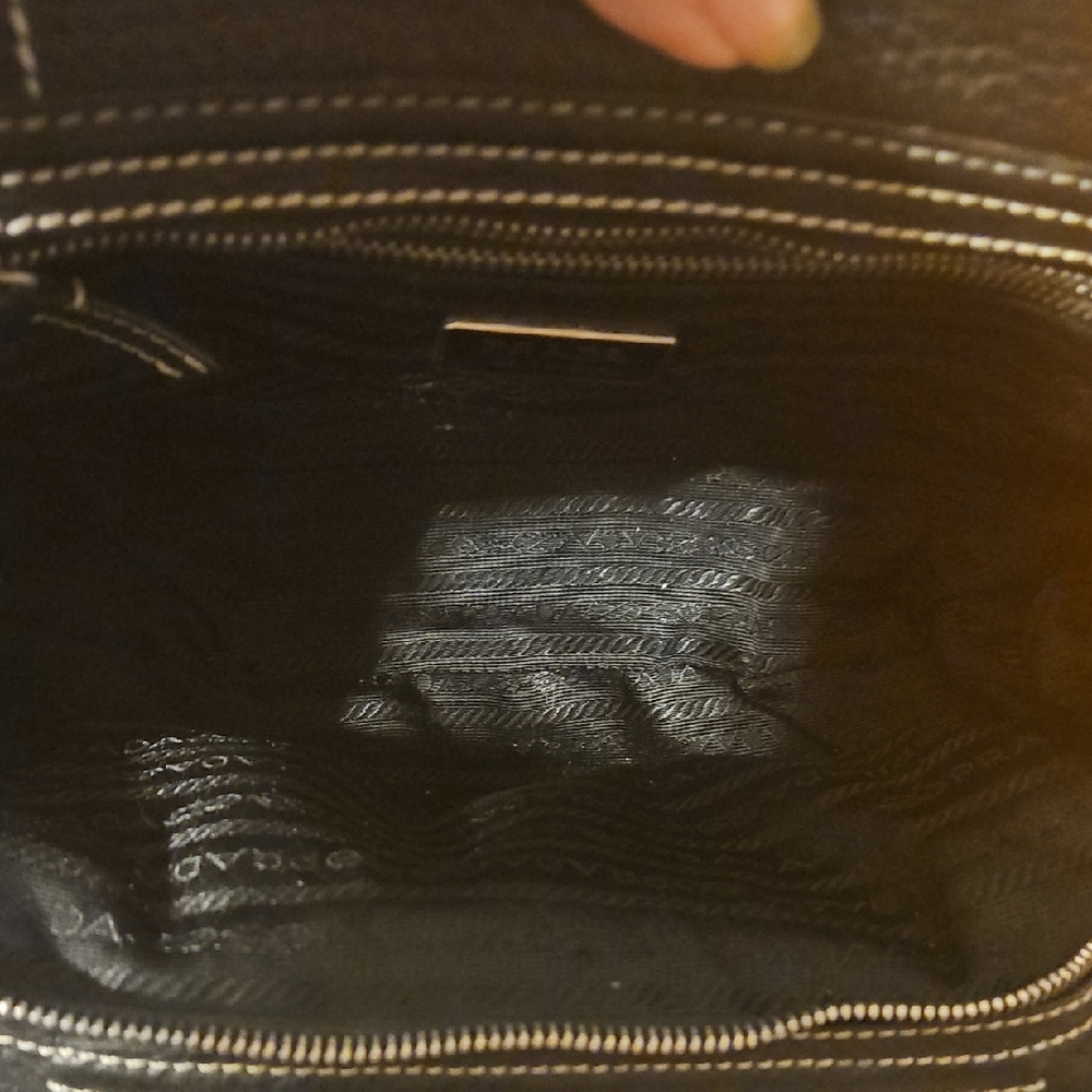 Prada Silver RingBlack Shoulder Bag with Silver Handles - Picture 6 of 12